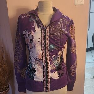 Ruthless Art Purple Graphic Zip-Up Hoodie